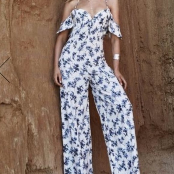 Anthropology Blue and White Floral Jumpsuit - Picture 3 of 7